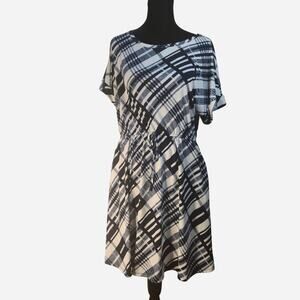 Sjs navy blue & white plaid dress size medium